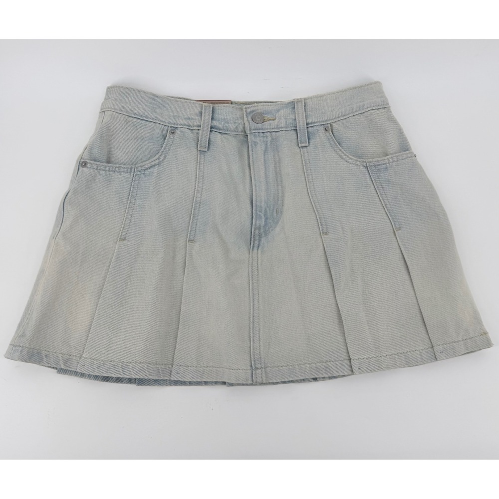 Levi's Size 29 M Women's Pleated Denim Mini Skirt NWT Light Wash Skater Skirt